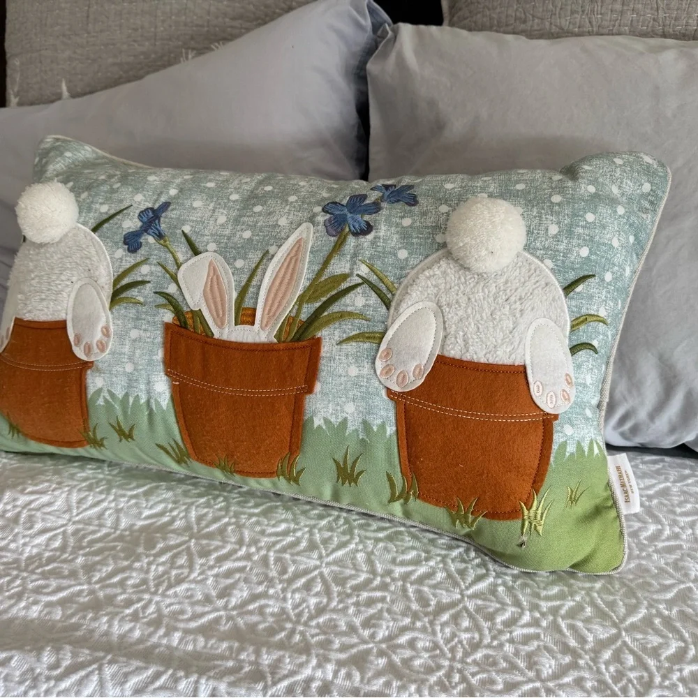 Isaac Mizrahi Easter Bunny Lumbar Pillow Pottery Barn Style Spring Decor